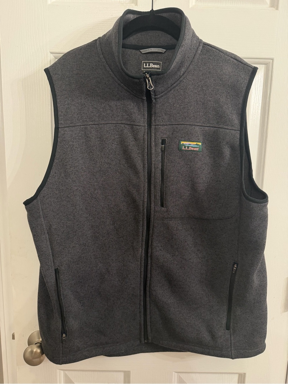 L.L.Bean Men’s Gray Fleece Vest Slightly Fitted Full Zip Outdoor Hiking Large
